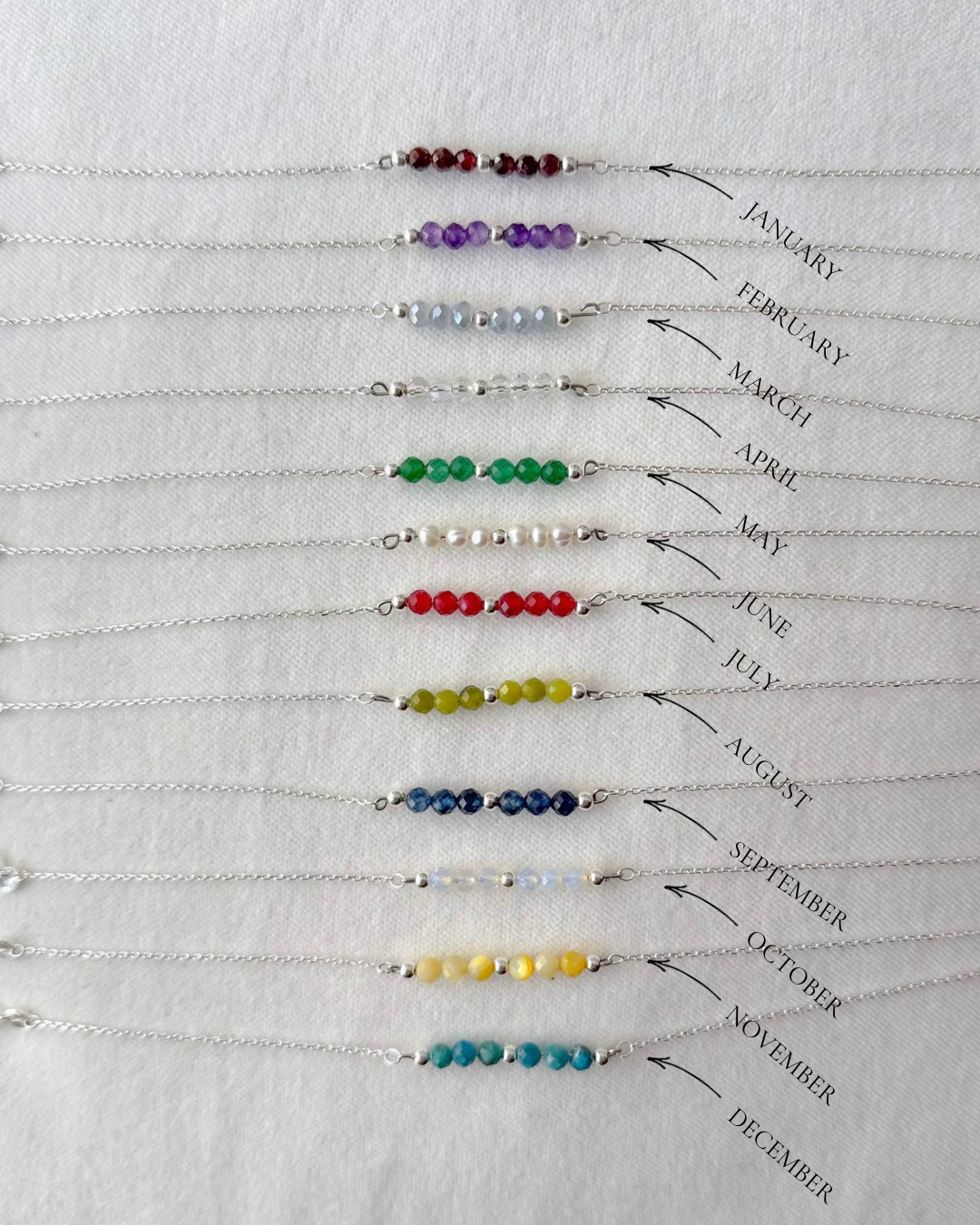 The Birthstone Minimalist Silver Bracelets