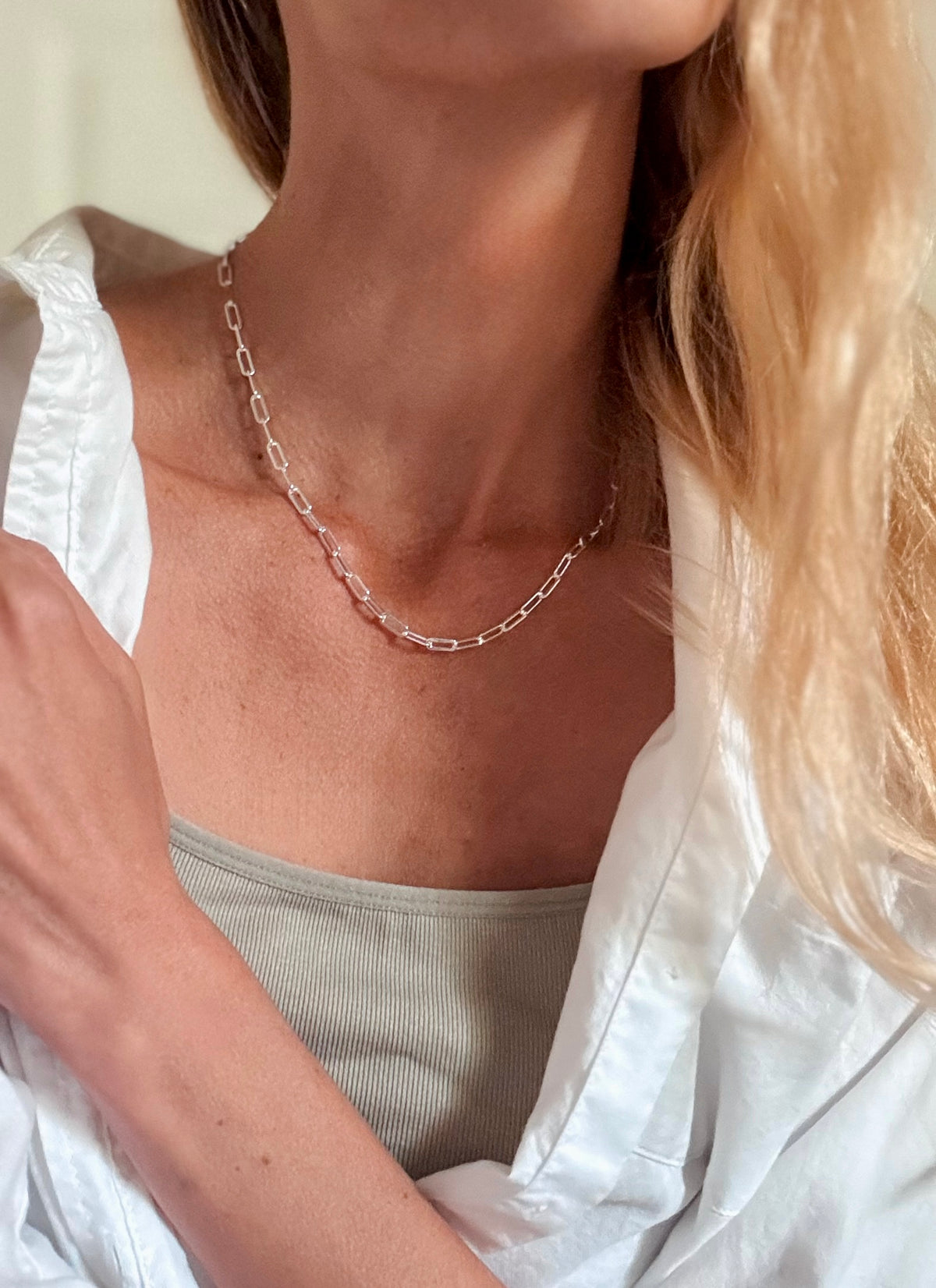 The Portia Paperclip Necklace Silver