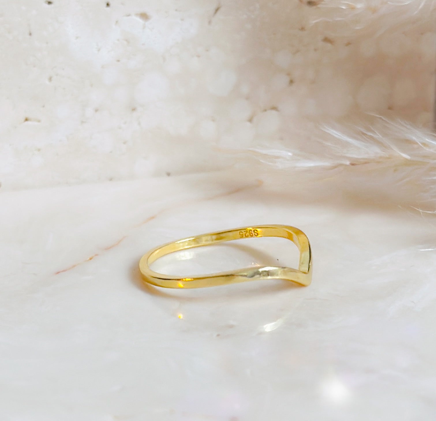 This Sterling Silver 18k Gold Plated Chevron ring
