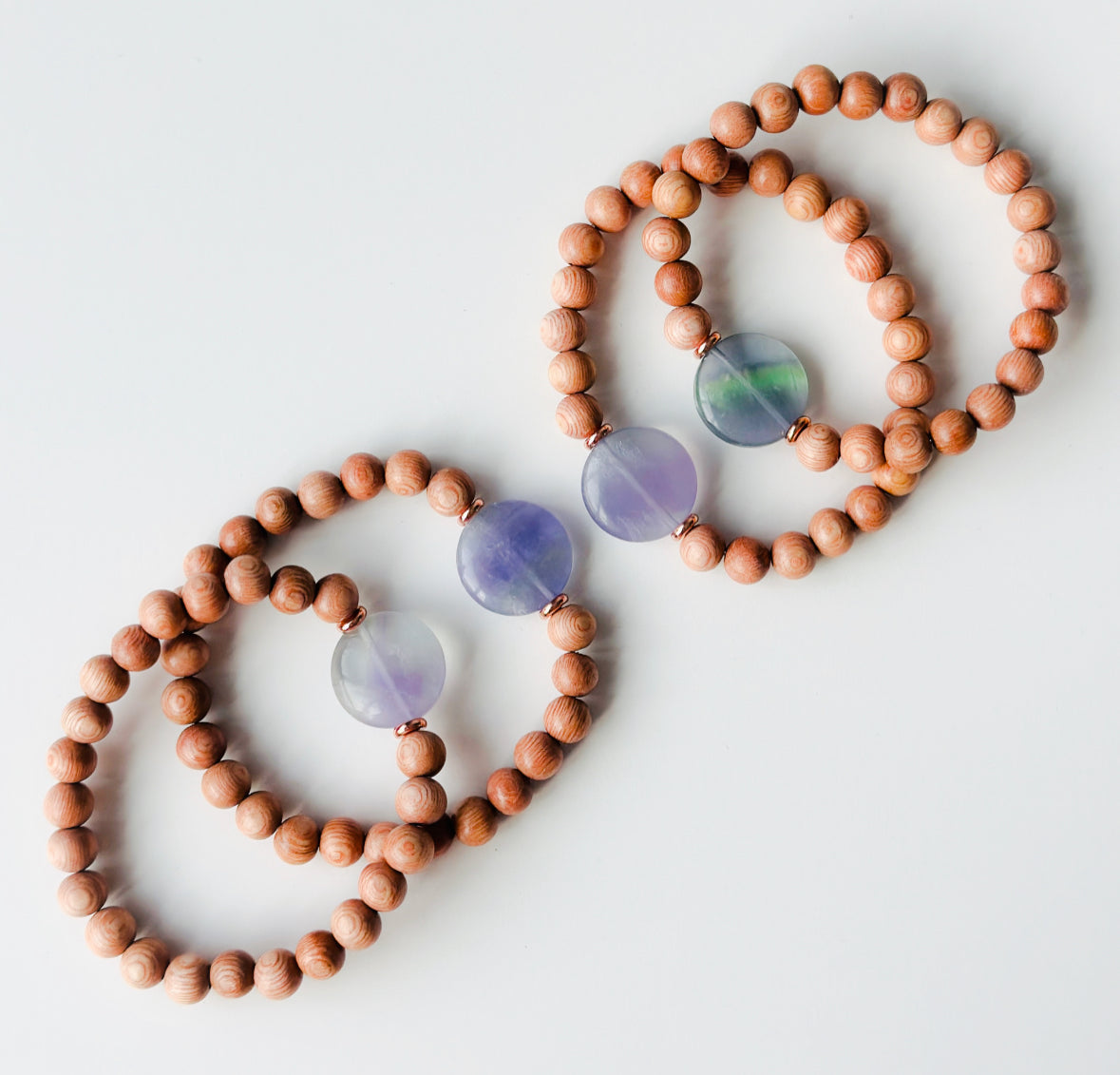 Rosewood bracelet with a Fluorite focal bead