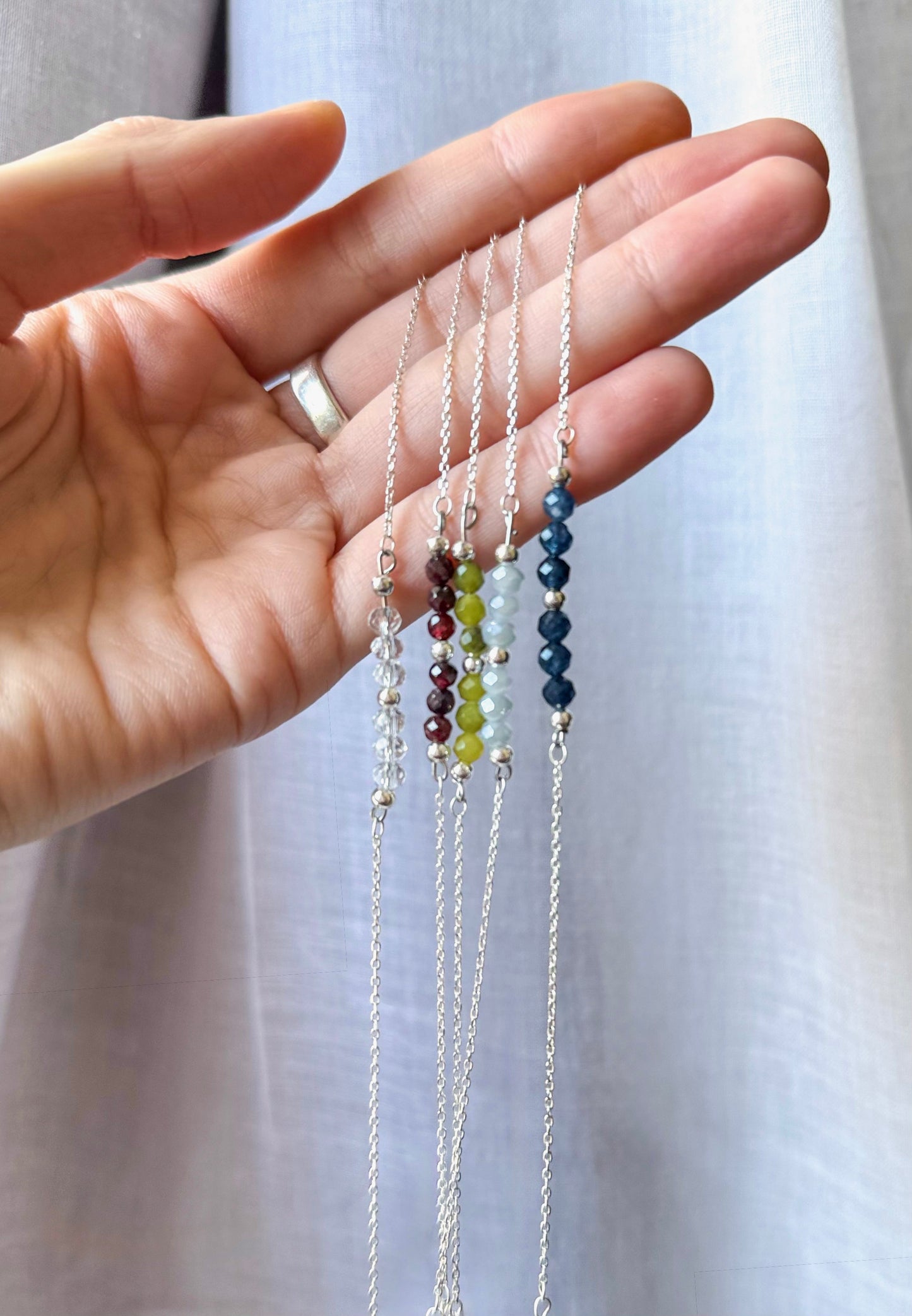 The Birthstone Minimalist Silver Bracelets