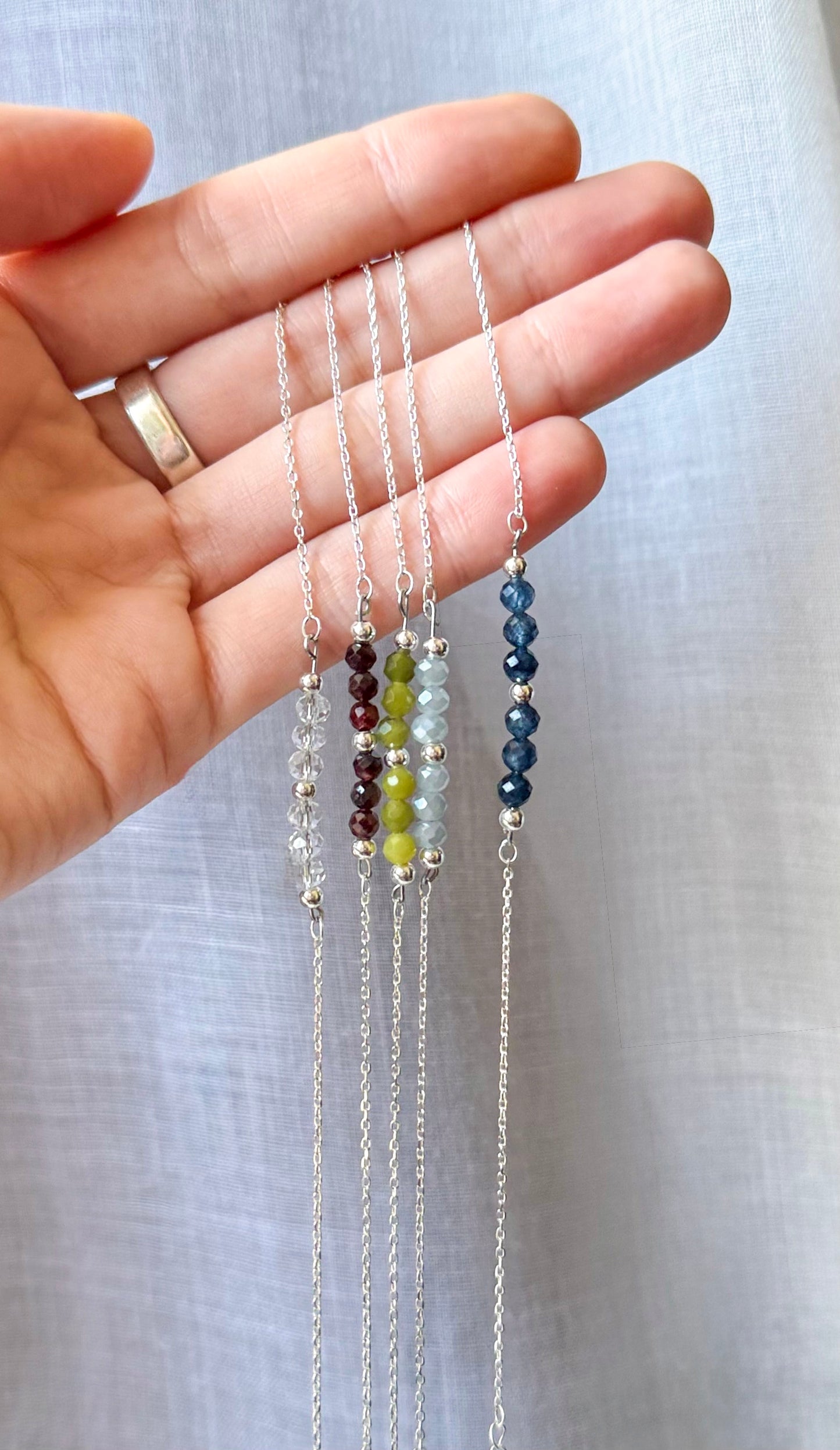 The Birthstone Minimalist Silver Bracelets