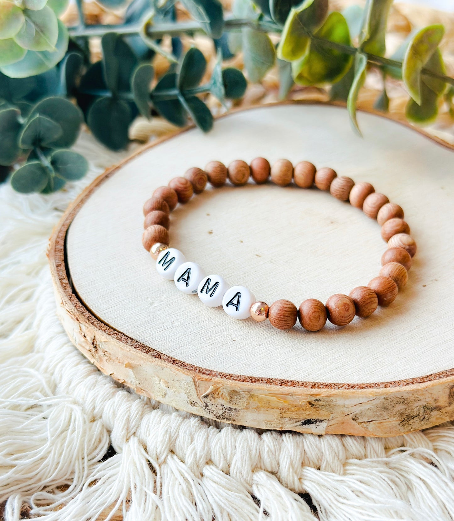 Introducing the Natural Mama Bracelet, a harmonious blend of 6mm Rosewood and Hematite beads, thoughtfully designed to embody both style and holistic healing. 