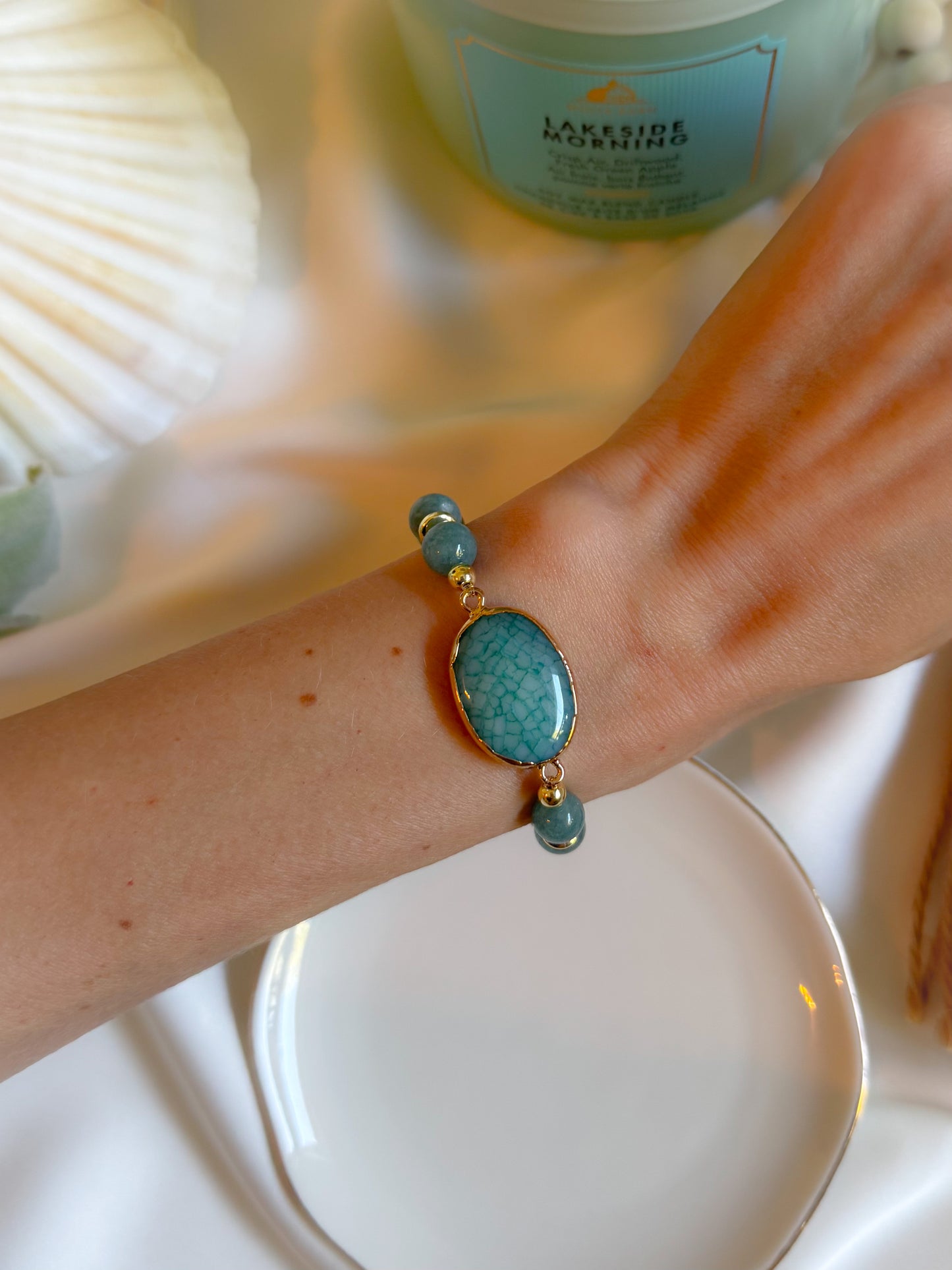 Turquoise Shell Focal Connector Bracelet
