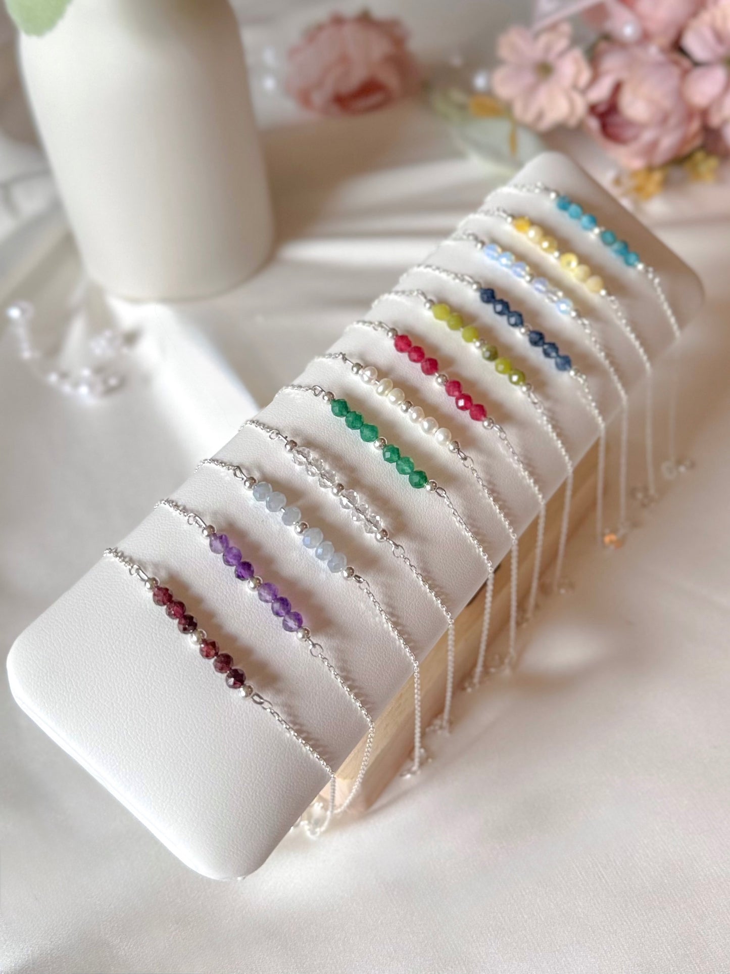 The Birthstone Minimalist Silver Bracelets