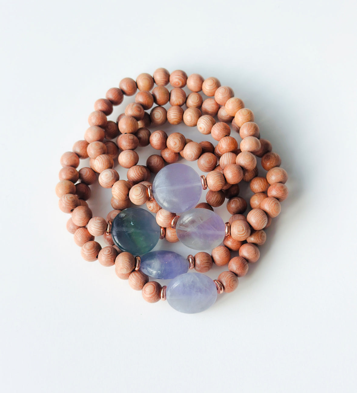 Rosewood bracelet with a Fluorite focal bead