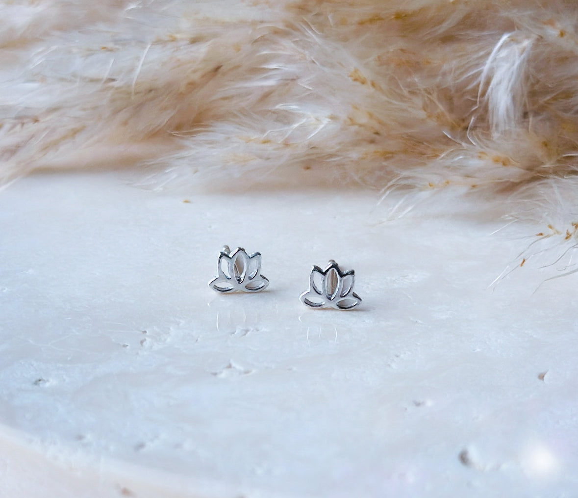 sterling silver lotus earrings