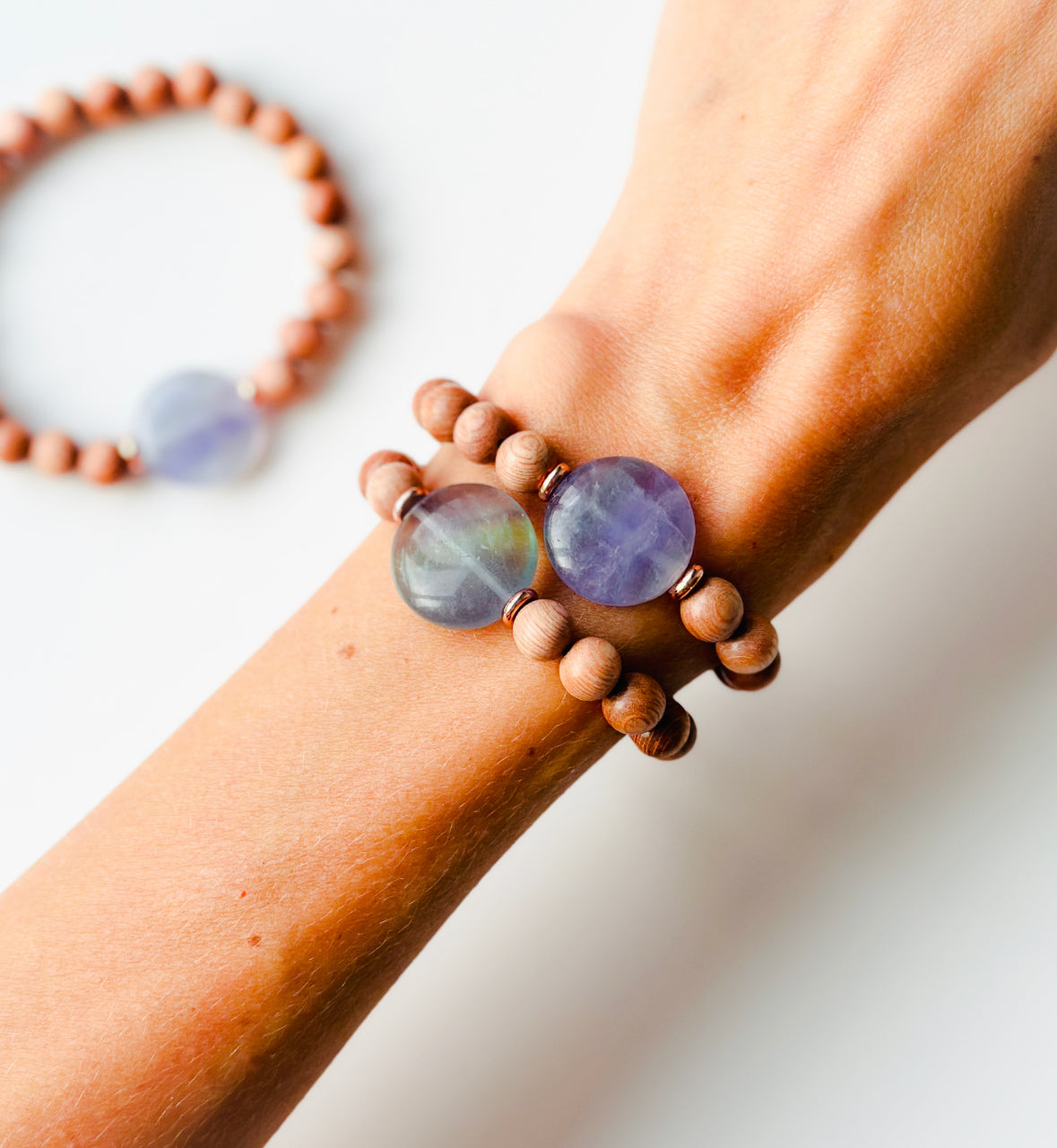 Gemsotne bracelet with a fluroite focal bead 30% off sale shop now