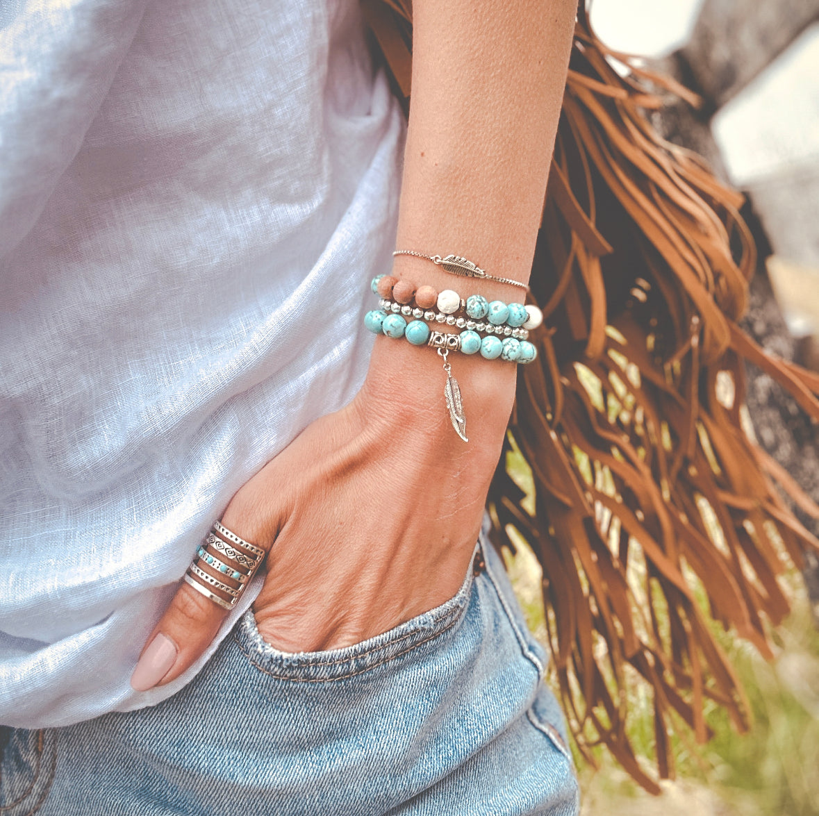 Bohemian photo of gemstone stacking bracelets boho bracelets