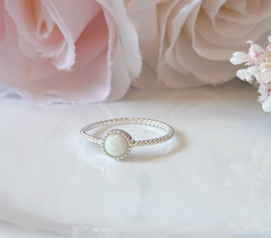 sterling silver ring with Opalite gemstone