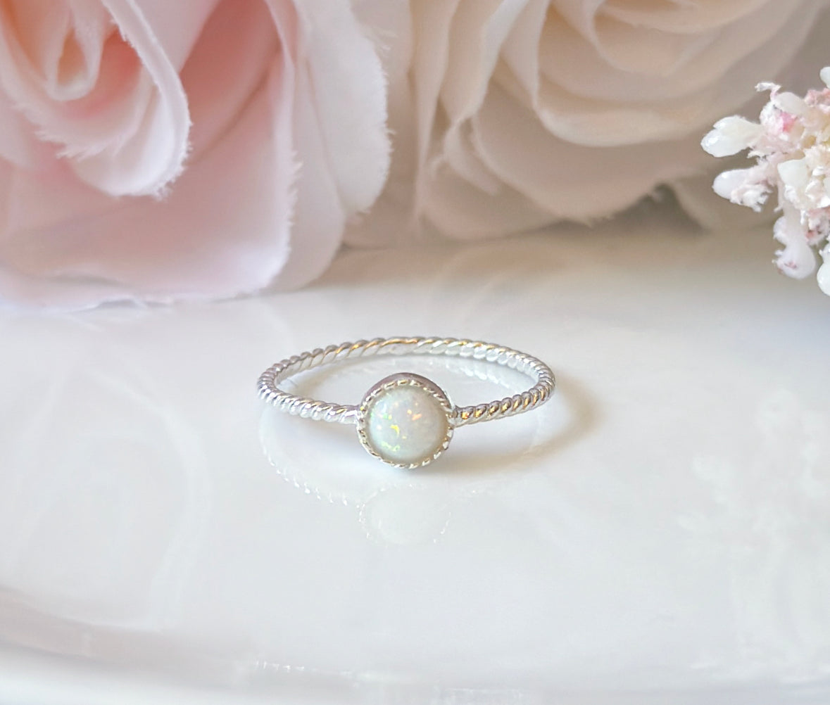 sterling silver ring with Opalite gemstone
