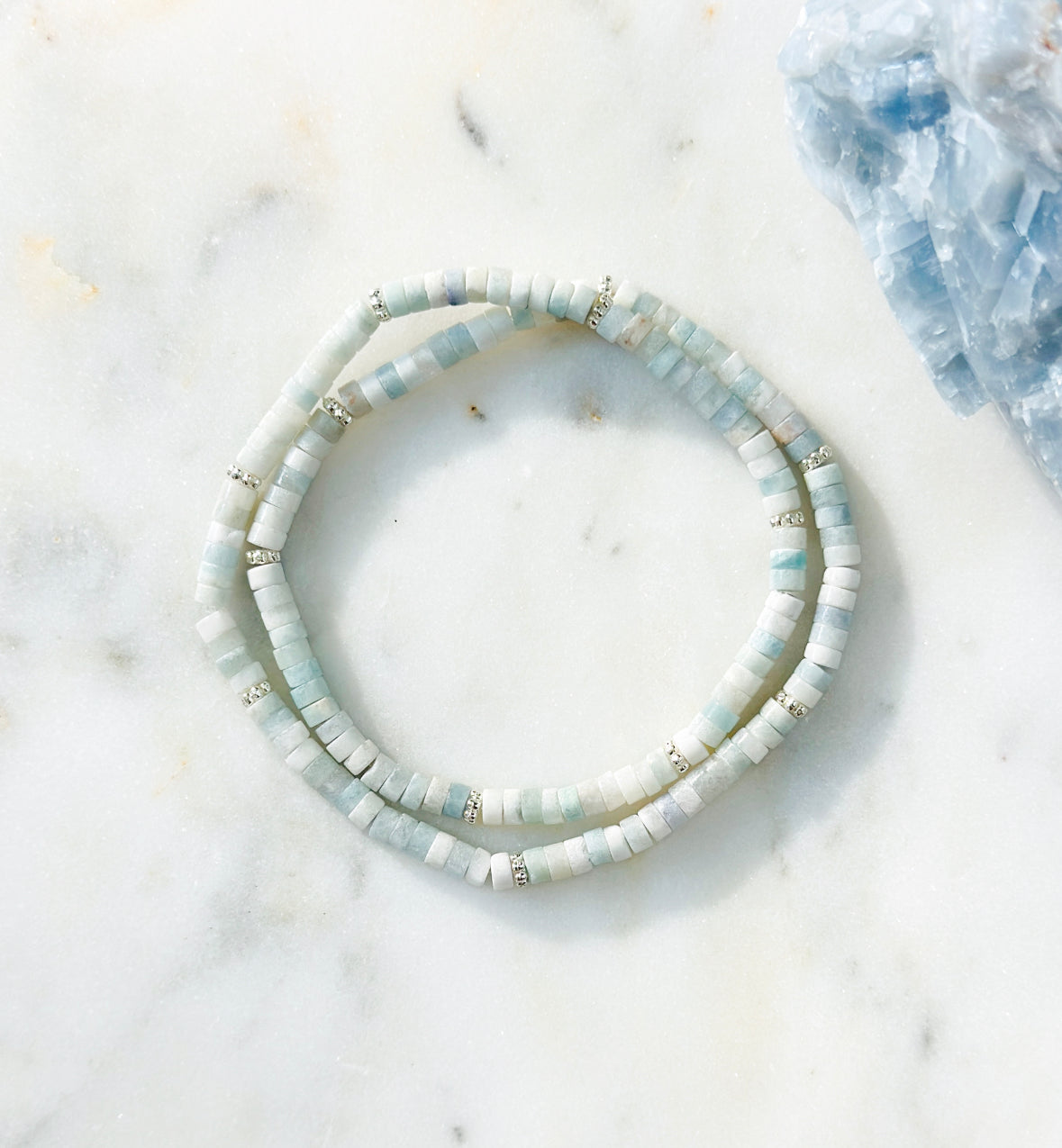 Aquamarine Rondelle wrap bracelet