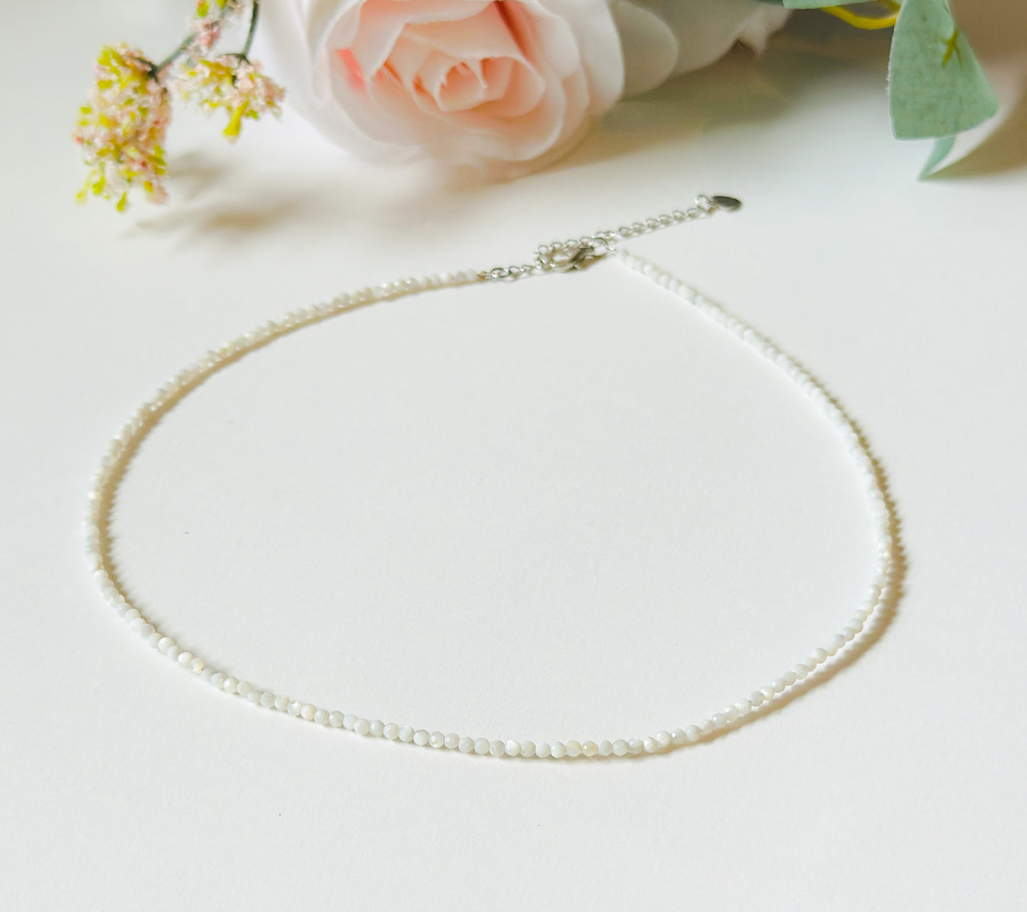 White Glazed Agate Gemstone Necklace