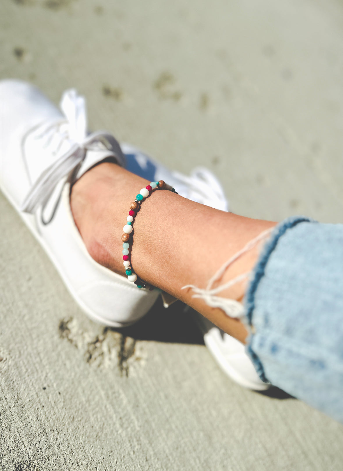 gemstone anklet for the beach 