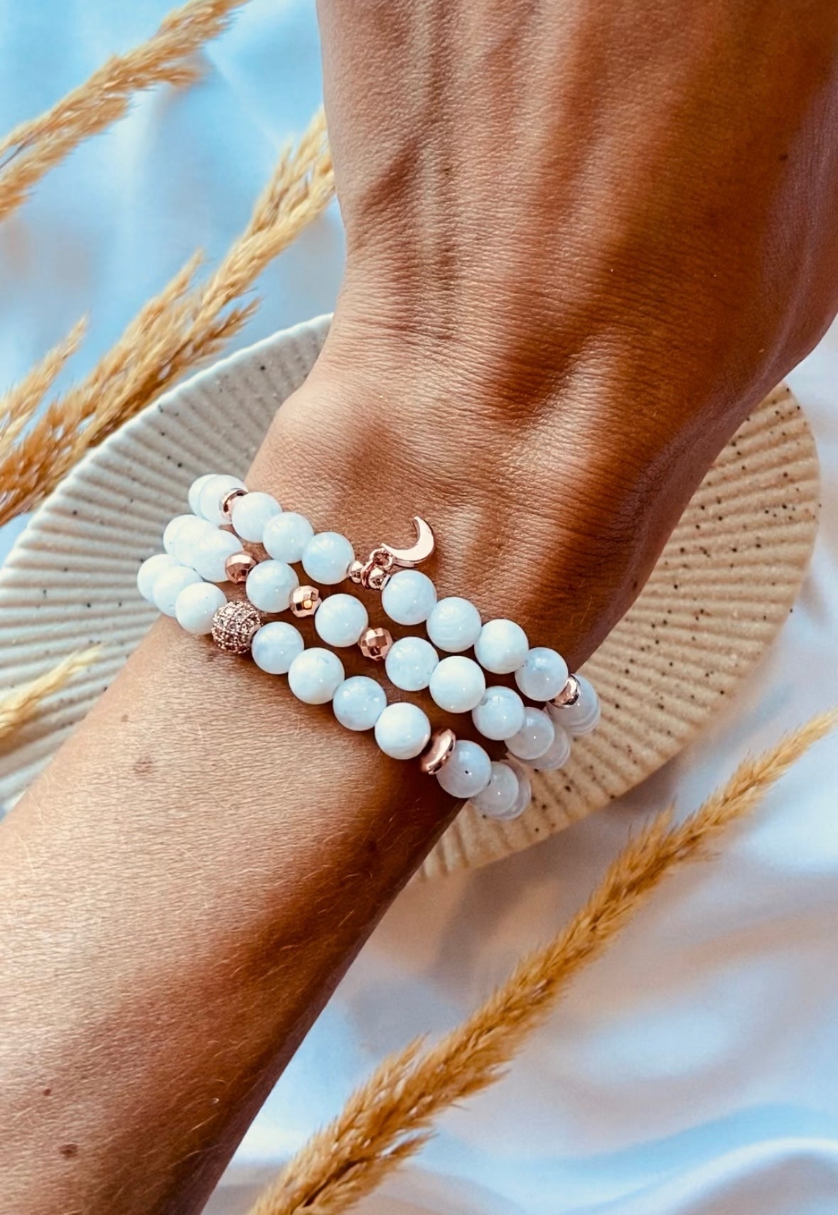 moonstone gemstone stacking bracelets