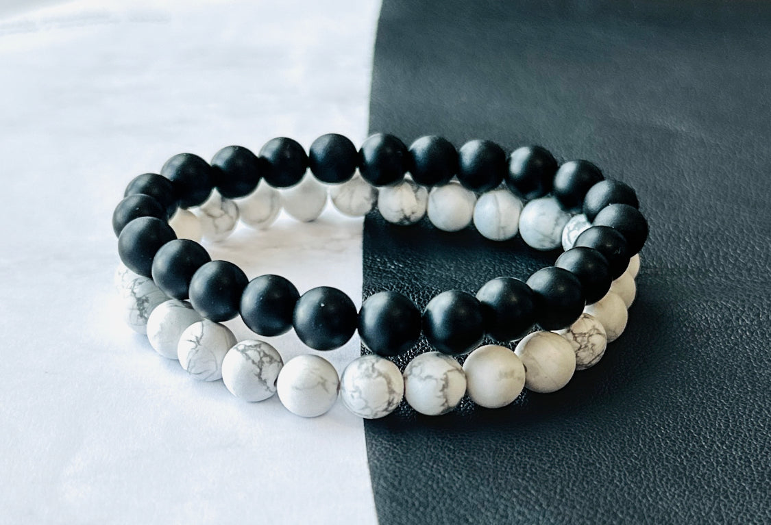 black and white gemstone bracelets 