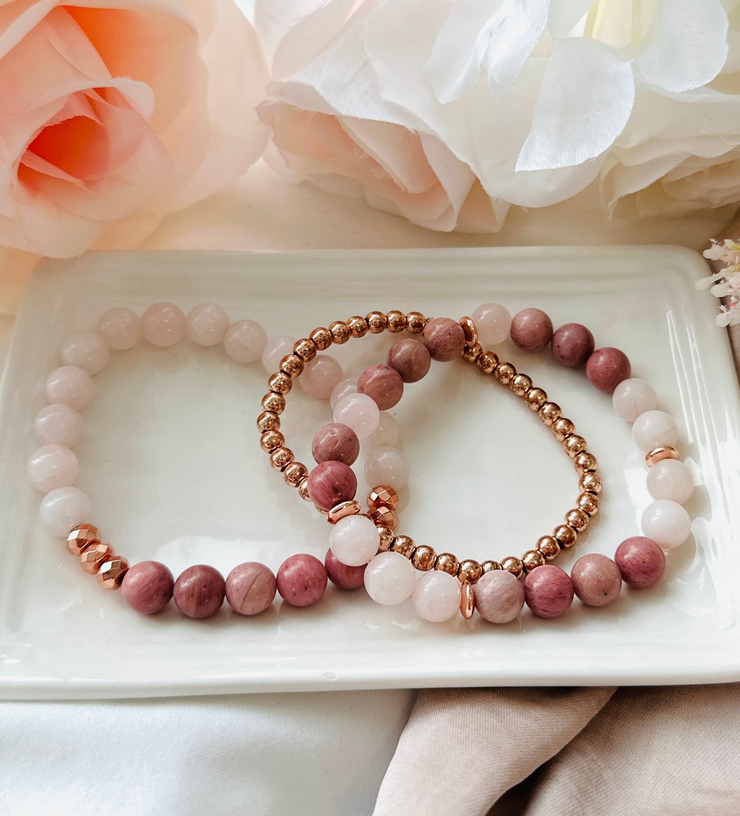 gemstone bracelets pink