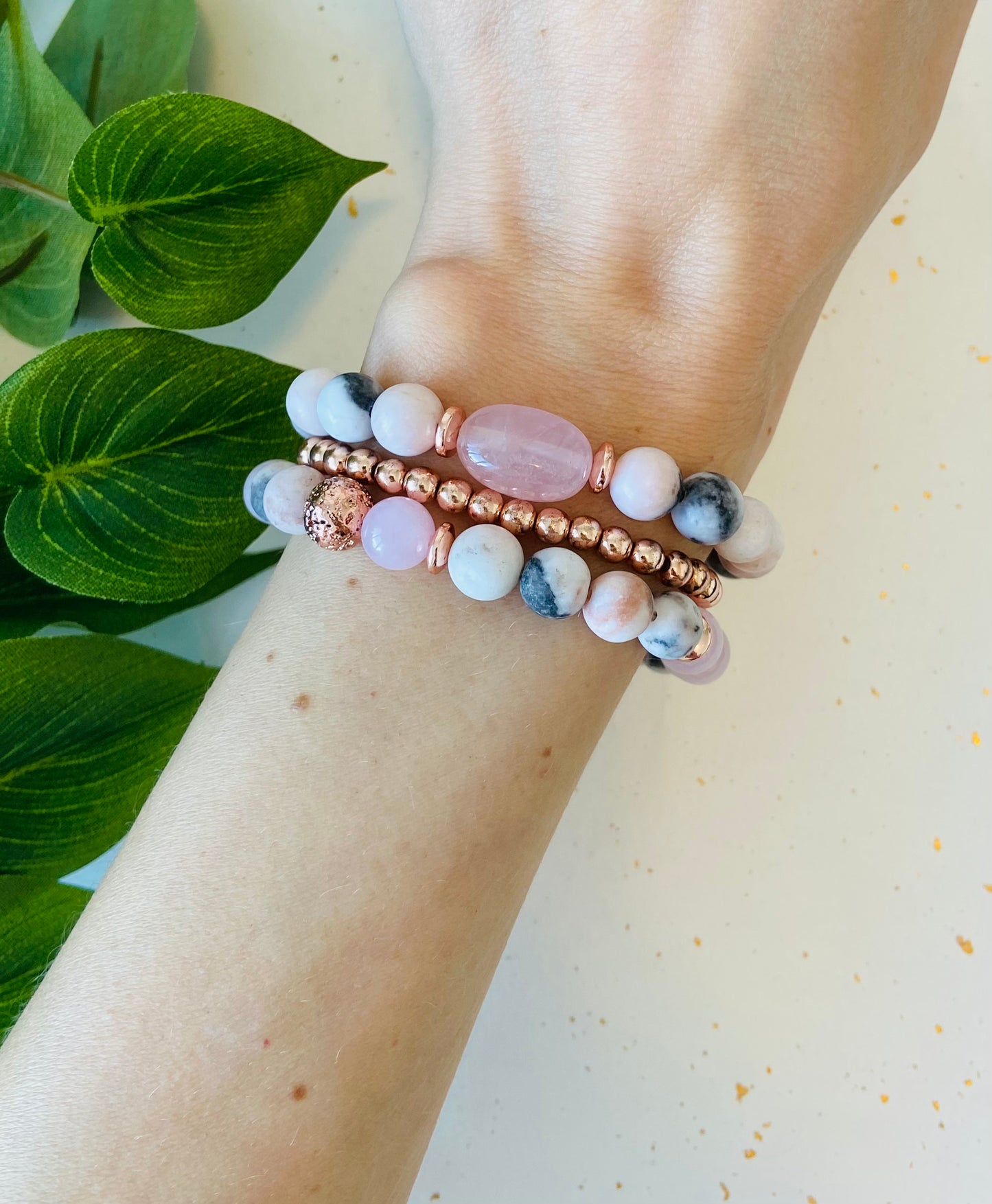 pink zebra jasper healing gemstone bracelet