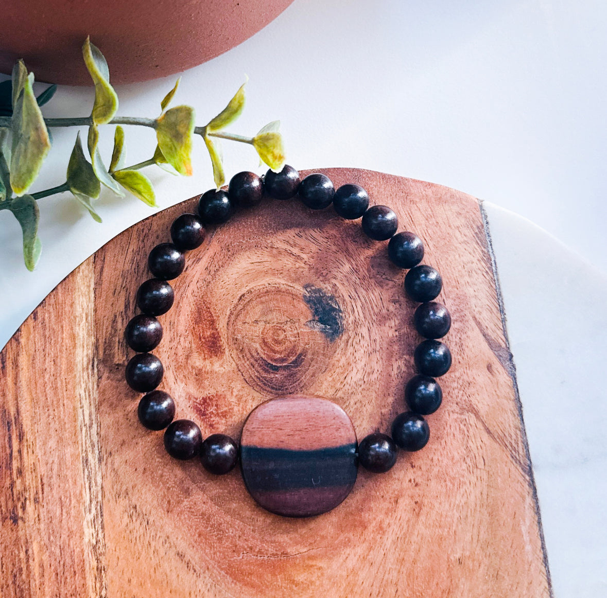 Ebony Wood Focal Bead Bracelet