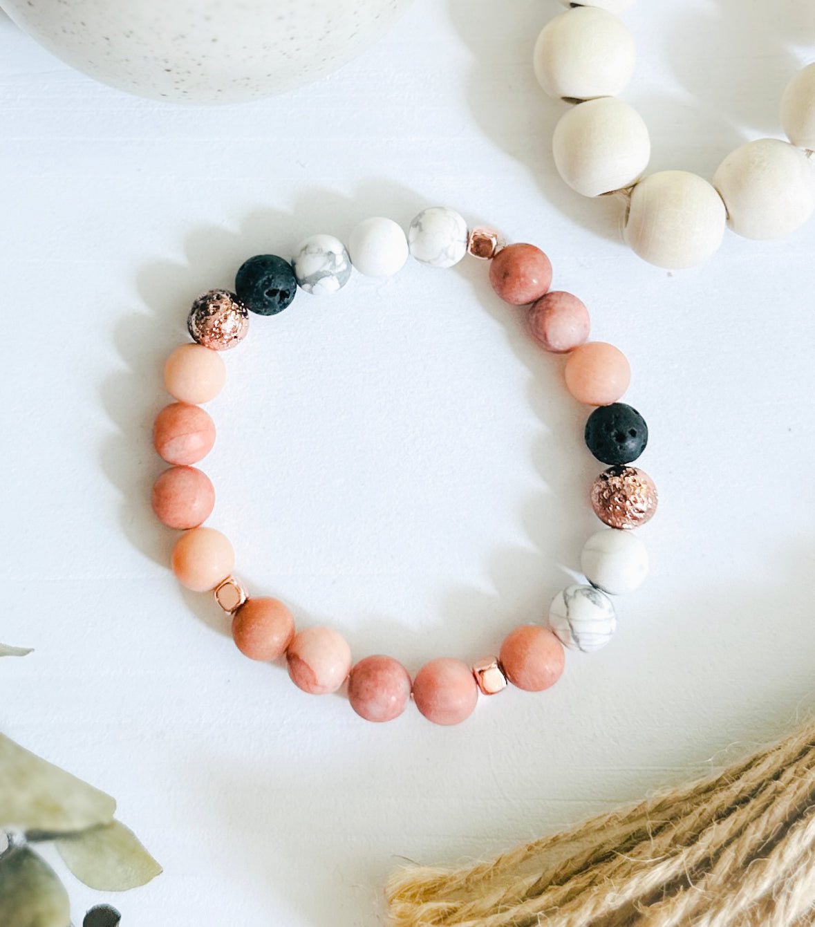 Matte Peach Quartz Diffuser Bracelet