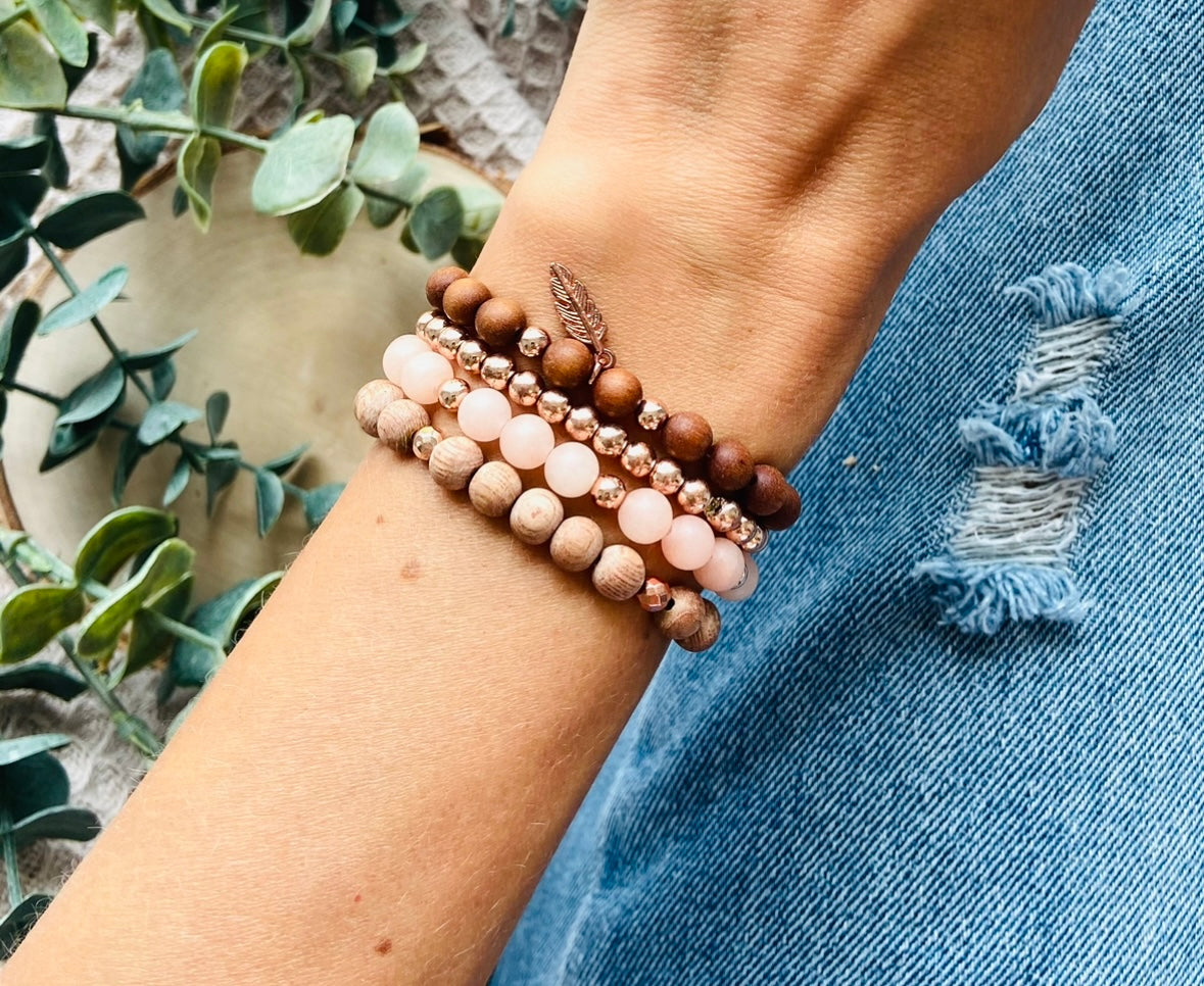boho wood gemstone bracelets