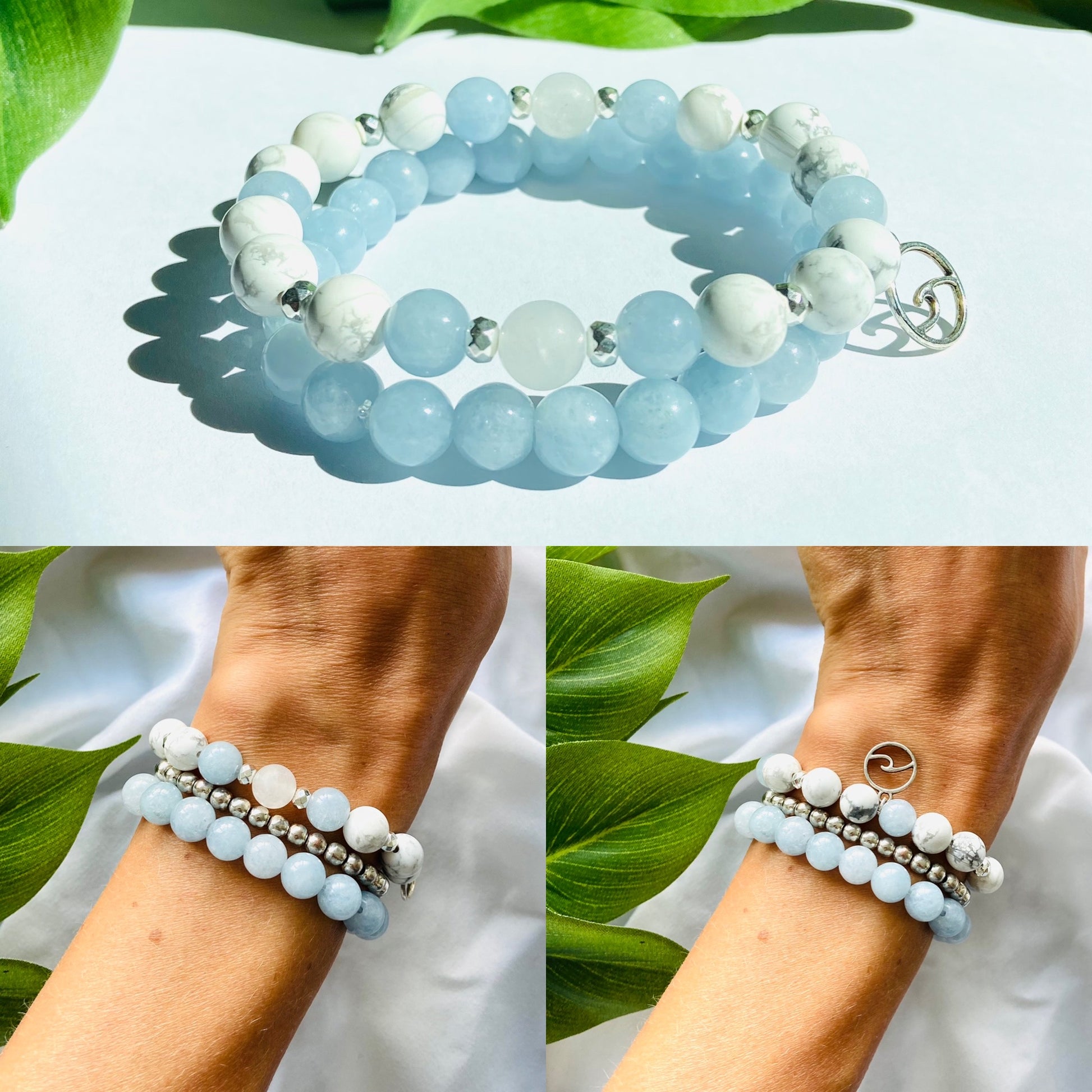 aquamarine stacking bracelets