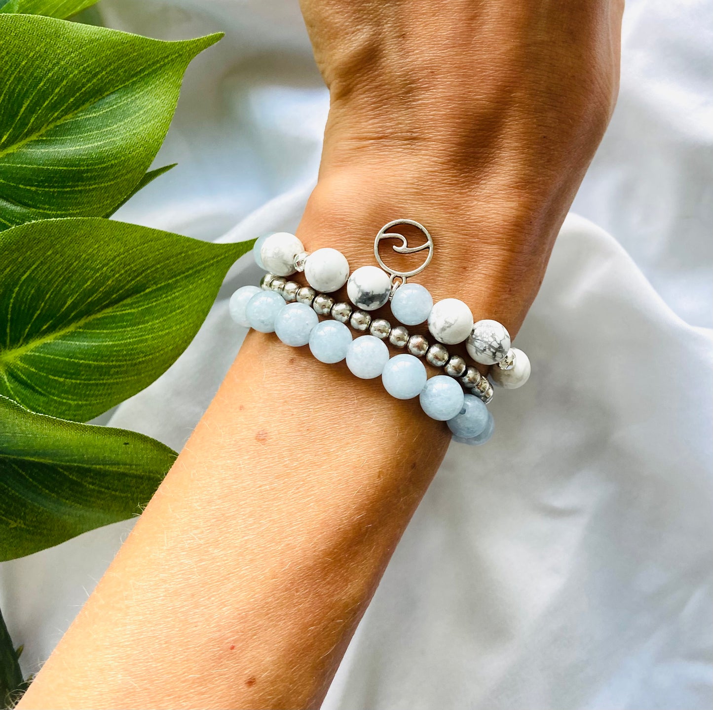 aquamarine stacking gemstone bracelets