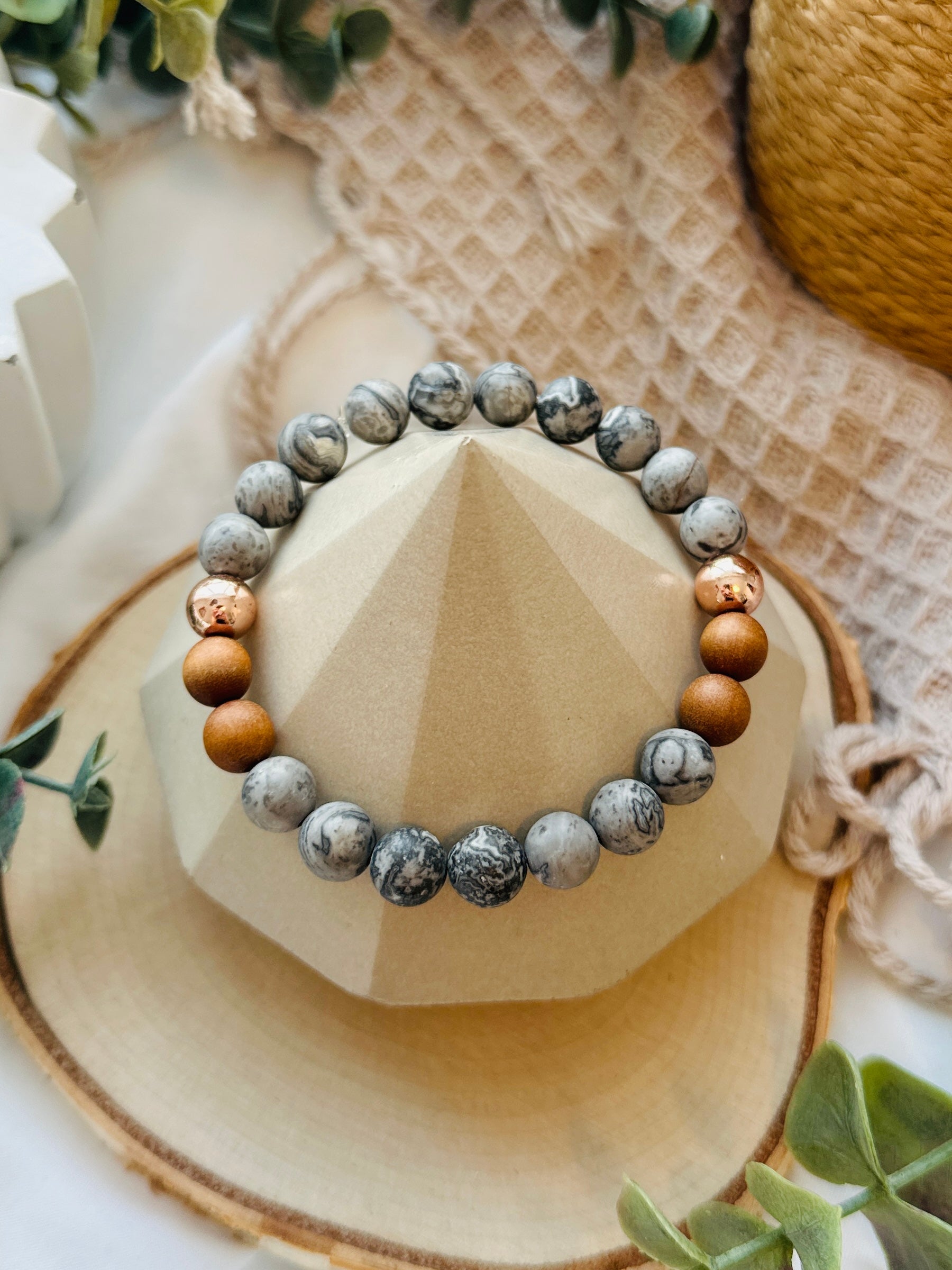 Stress relief stacking set Grey Scenery Jasper.